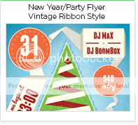 New Year Party poster ribbon style